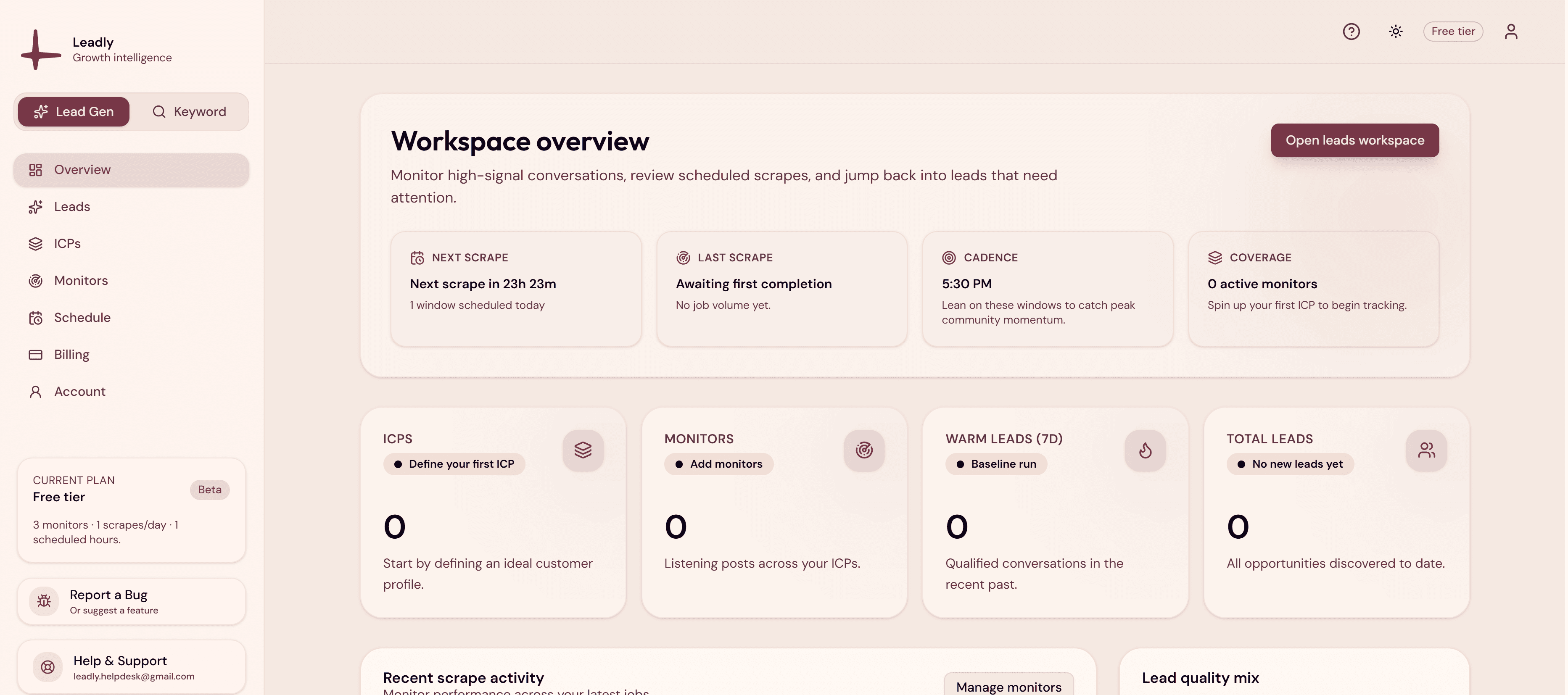 Leadly Dashboard Light